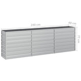 NNEVL Garden Raised Bed 240x40x77 cm Galvanized Steel Silver