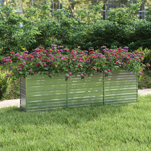 NNEVL Garden Raised Bed 240x40x77 cm Galvanized Steel Silver