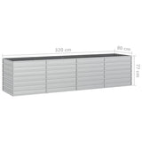 NNEVL Garden Raised Bed 320x80x77 cm Galvanized Steel Silver