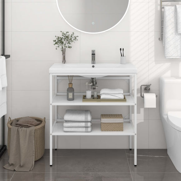 NNEVL Bathroom Washbasin Frame White 79x38x83 cm Iron