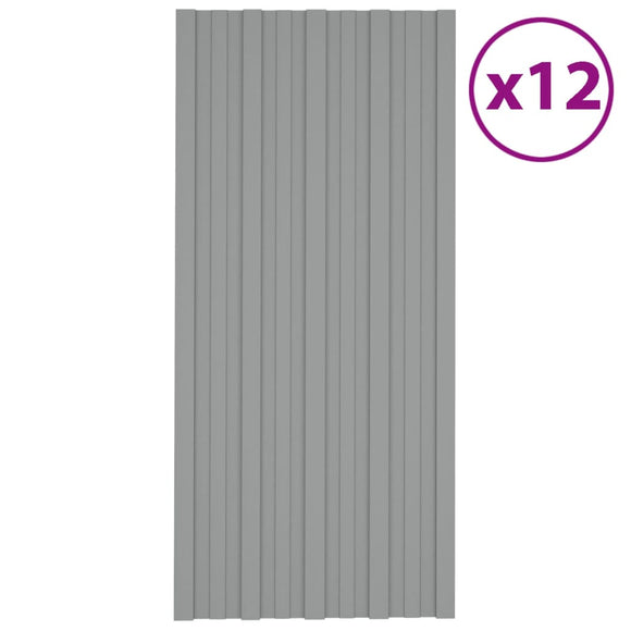 NNEVL Roof Panels 12 pcs Galvanised Steel Grey 100x45 cm