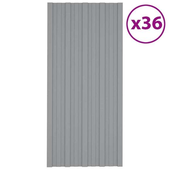 NNEVL Roof Panels 36 pcs Galvanised Steel Grey 100x45 cm