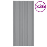 NNEVL Roof Panels 36 pcs Galvanised Steel Grey 100x45 cm