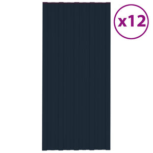 NNEVL Roof Panels 12 pcs Galvanised Steel Anthracite 100x45 cm
