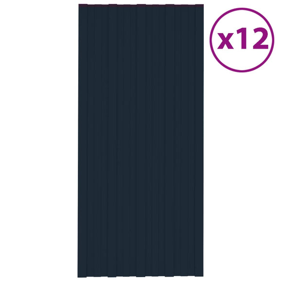 NNEVL Roof Panels 12 pcs Galvanised Steel Anthracite 100x45 cm