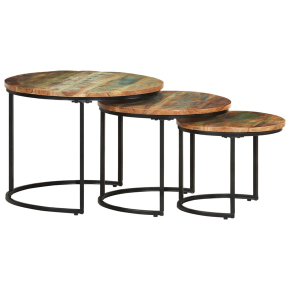 NNEVL Nesting Tables 3 pcs Solid Wood Reclaimed