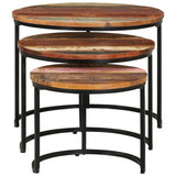 NNEVL Nesting Tables 3 pcs Solid Wood Reclaimed