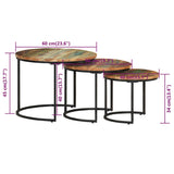 NNEVL Nesting Tables 3 pcs Solid Wood Reclaimed