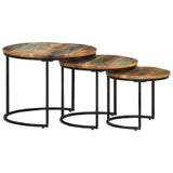NNEVL Nesting Tables 3 pcs Solid Wood Reclaimed