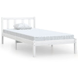 NNEVL Bed Frame White Solid Wood Pine 92x187 cm Single Size
