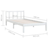 NNEVL Bed Frame White Solid Wood Pine 92x187 cm Single Size