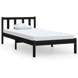 NNEVL Bed Frame Black Solid Wood Pine 92x187 cm Single Size