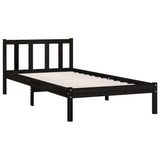 NNEVL Bed Frame Black Solid Wood Pine 92x187 cm Single Size