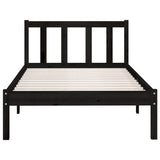 NNEVL Bed Frame Black Solid Wood Pine 92x187 cm Single Size
