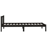 NNEVL Bed Frame Black Solid Wood Pine 92x187 cm Single Size