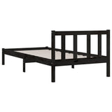 NNEVL Bed Frame Black Solid Wood Pine 92x187 cm Single Size