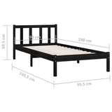 NNEVL Bed Frame Black Solid Wood Pine 92x187 cm Single Size
