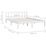NNEVL Bed Frame White Solid Wood Pine 137x187 cm Double Size