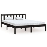 NNEVL Bed Frame without Mattress Black Solid Wood 135x190 cm