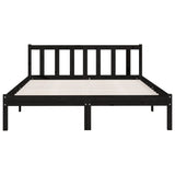 NNEVL Bed Frame without Mattress Black Solid Wood 135x190 cm
