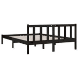 NNEVL Bed Frame without Mattress Black Solid Wood 135x190 cm