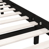 NNEVL Bed Frame without Mattress Black Solid Wood 135x190 cm