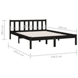 NNEVL Bed Frame without Mattress Black Solid Wood 135x190 cm