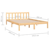 NNEVL Bed Frame without Mattress Solid Wood Pine 150x200 cm