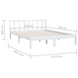 NNEVL Bed Frame without Mattress White Solid Wood Pine 150x200 cm