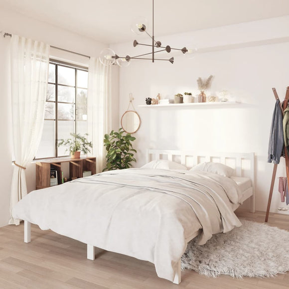 NNEVL Bed Frame without Mattress White Solid Wood Pine 150x200 cm