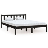 NNEVL Bed Frame without Mattress Black Solid Wood Pine 150x200 cm