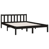 NNEVL Bed Frame without Mattress Black Solid Wood Pine 150x200 cm