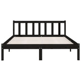 NNEVL Bed Frame without Mattress Black Solid Wood Pine 150x200 cm