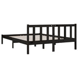 NNEVL Bed Frame without Mattress Black Solid Wood Pine 150x200 cm