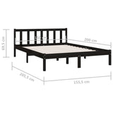 NNEVL Bed Frame without Mattress Black Solid Wood Pine 150x200 cm