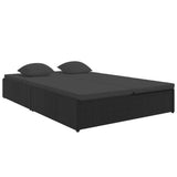 NNEVL Convertible Sun Bed with Cushions Poly Rattan Black