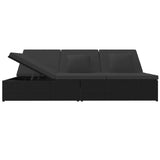 NNEVL Convertible Sun Bed with Cushions Poly Rattan Black