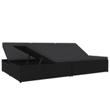 NNEVL Convertible Sun Bed with Cushions Poly Rattan Black