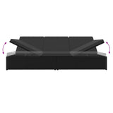 NNEVL Convertible Sun Bed with Cushions Poly Rattan Black