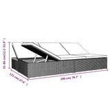 NNEVL Convertible Sun Bed with Cushions Poly Rattan Black