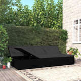 NNEVL Convertible Sun Bed with Cushions Poly Rattan Black