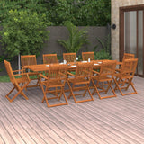 NNEVL 11 Piece Garden Dining Set 280x90x75 cm Solid Wood Acacia