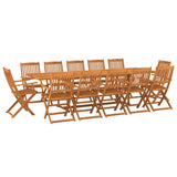 NNEVL 13 Piece Garden Dining Set 280x90x75 cm Solid Wood Acacia