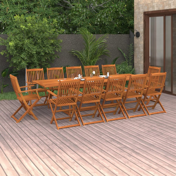 NNEVL 13 Piece Garden Dining Set 280x90x75 cm Solid Wood Acacia