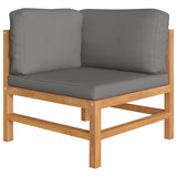 NNEVL 6 Piece Garden Lounge Set with Grey Cushions Solid Wood Teak