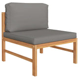 NNEVL 6 Piece Garden Lounge Set with Grey Cushions Solid Wood Teak