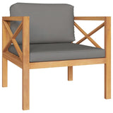 NNEVL 6 Piece Garden Lounge Set with Grey Cushions Solid Wood Teak