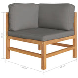 NNEVL 6 Piece Garden Lounge Set with Grey Cushions Solid Wood Teak