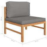 NNEVL 6 Piece Garden Lounge Set with Grey Cushions Solid Wood Teak