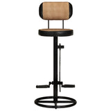 NNEVL Bar Stools with Canvas Print 2 pcs Brown and Black Real Goat Leather